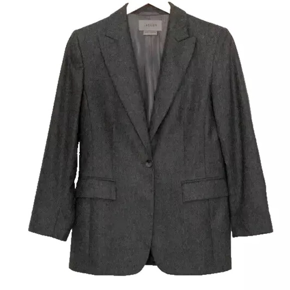 JAEGER Virgin Wool/Cashmere Blend Blazer Jacket Gray Size 8 - Picture 1 of 10